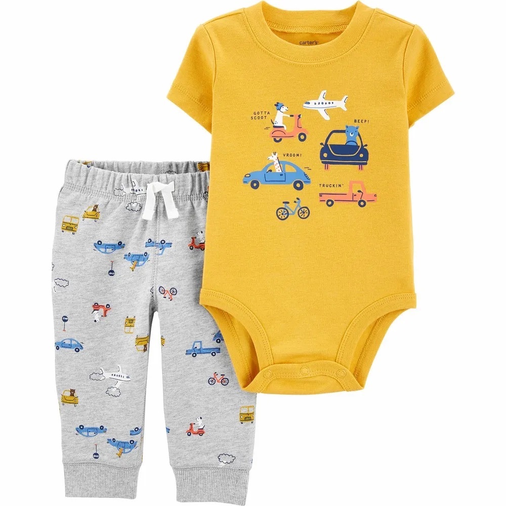 Carter’s 2-Piece Baby Car Outfit Set Yellow Gray 6M